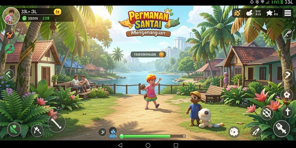 Screenshot utama 33L menampilkan gameplay yang penuh warna dan menarik.