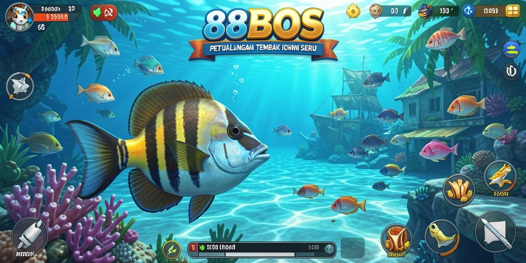 Tampilan gameplay seru dari 88BOS saat menangkap ikan.