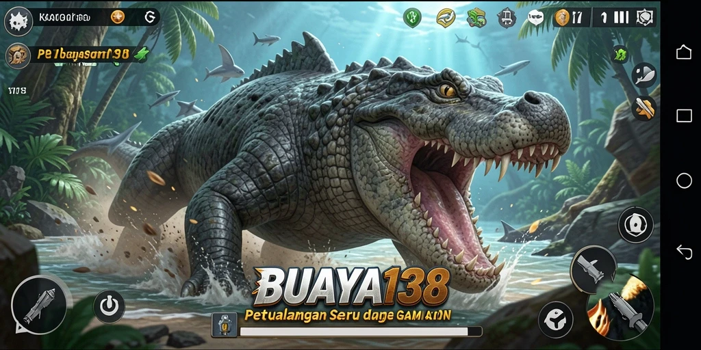 Tampilan gameplay seru dari BUAYA138 dalam pertempuran aksi.