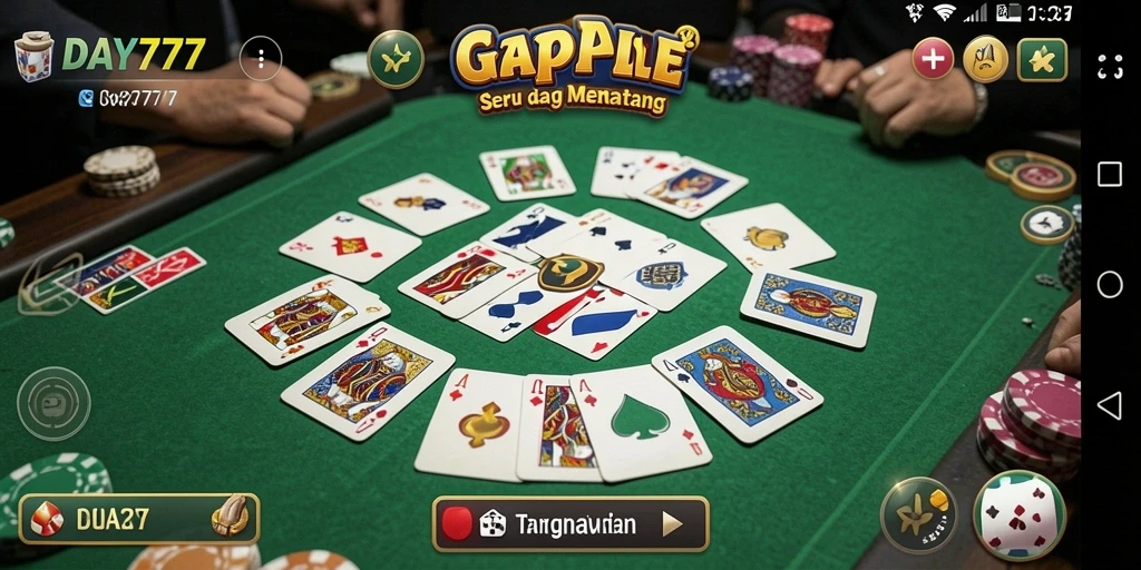 Tampilan screenshot menunjukkan serunya gameplay Gaple di DAY777.
