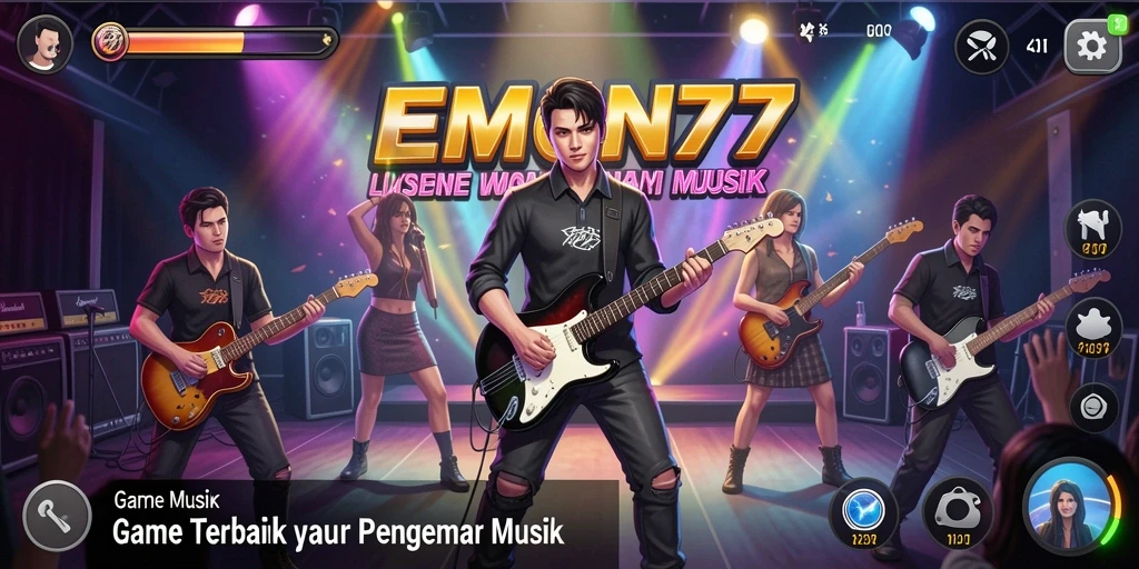 Tangkapan layar menunjukkan permainan musik yang menarik di EMON77.