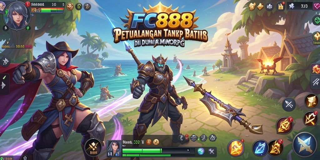 Screenshot gameplay FC888 yang menampilkan pertempuran epik di dunia MMORPG.