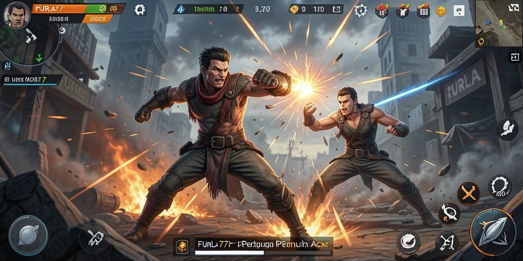 Screenshot FURLA77 menampilkan aksi pertarungan yang mendebarkan.