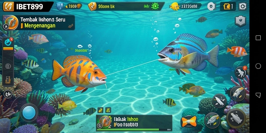 Tampilan seru gameplay Tembak Ikan dengan efek grafis menawan.