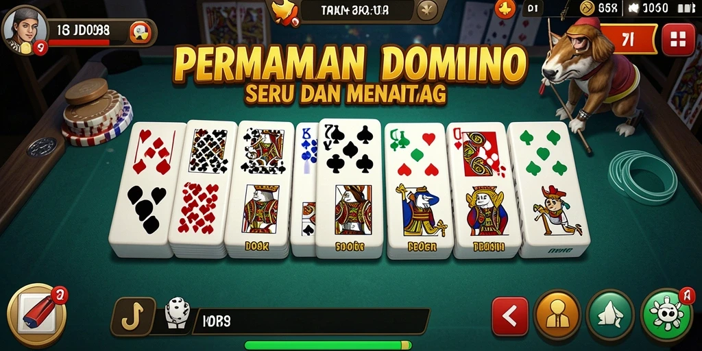 Screenshot ID098 menampilkan gameplay seru dengan kartu Domino.