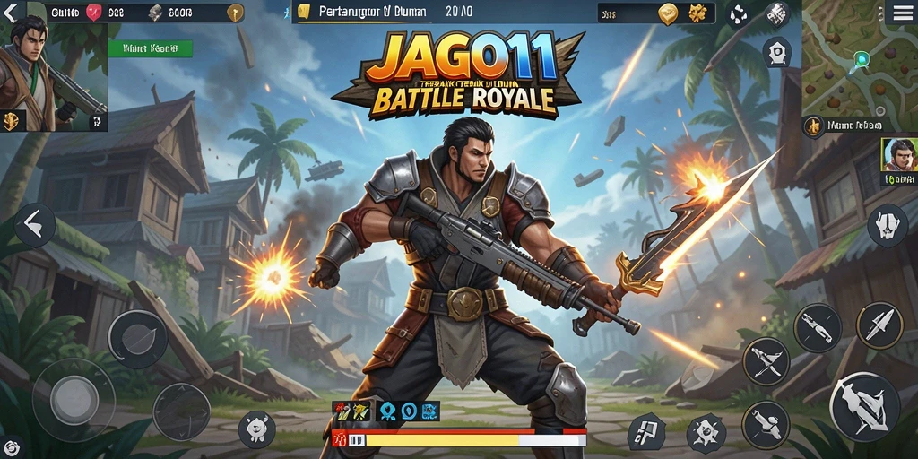 Tampilan gameplay intens dalam pertarungan Battle Royale JAGO11.