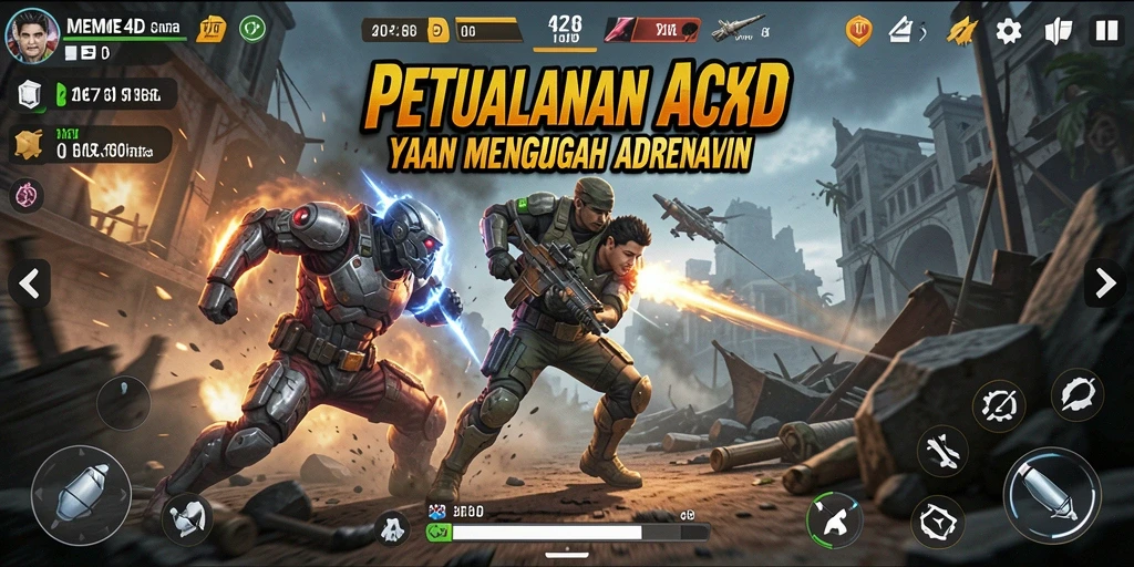 Tampilan penuh aksi gameplay MEME4D yang menegangkan.