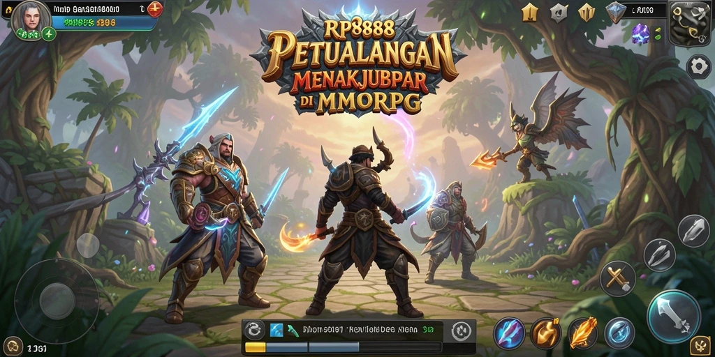 Tangkapan layar utama RP888 menampilkan aksi seru dalam gameplay MMORPG.