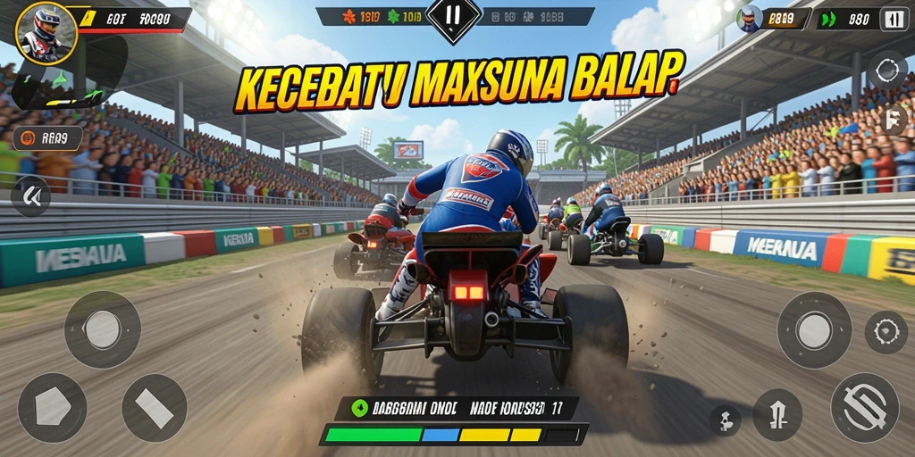 Screenshot gameplay RR89 yang menunjukkan aksi balap yang mendebarkan.