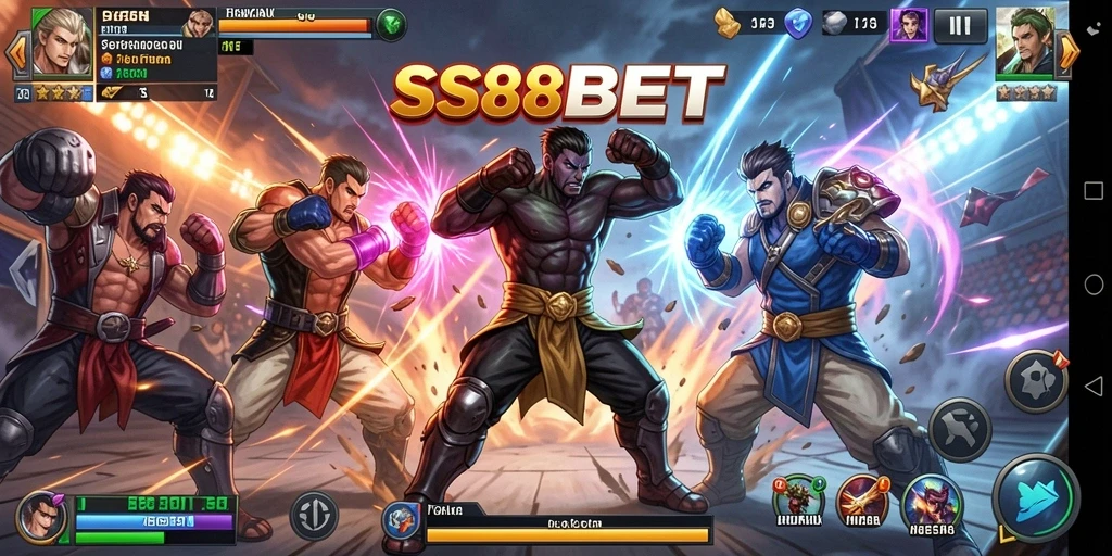 Tangkapan layar gameplay SS88BET dengan aksi pertarungan yang intens.