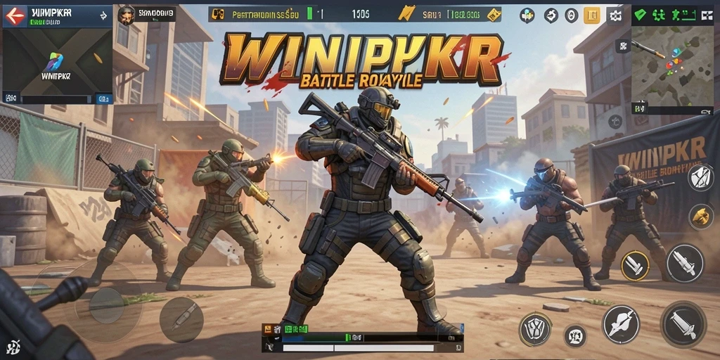 Tampilan seru gameplay WINPKR dalam aksi battle royale.